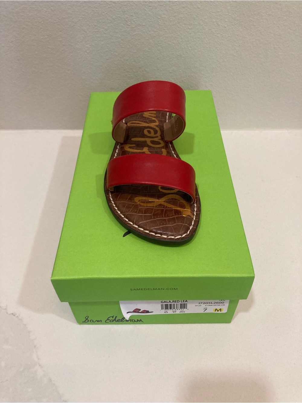 Red Double-Band Slide Sandals - Women's Casual Slides - Picture 3 of 5